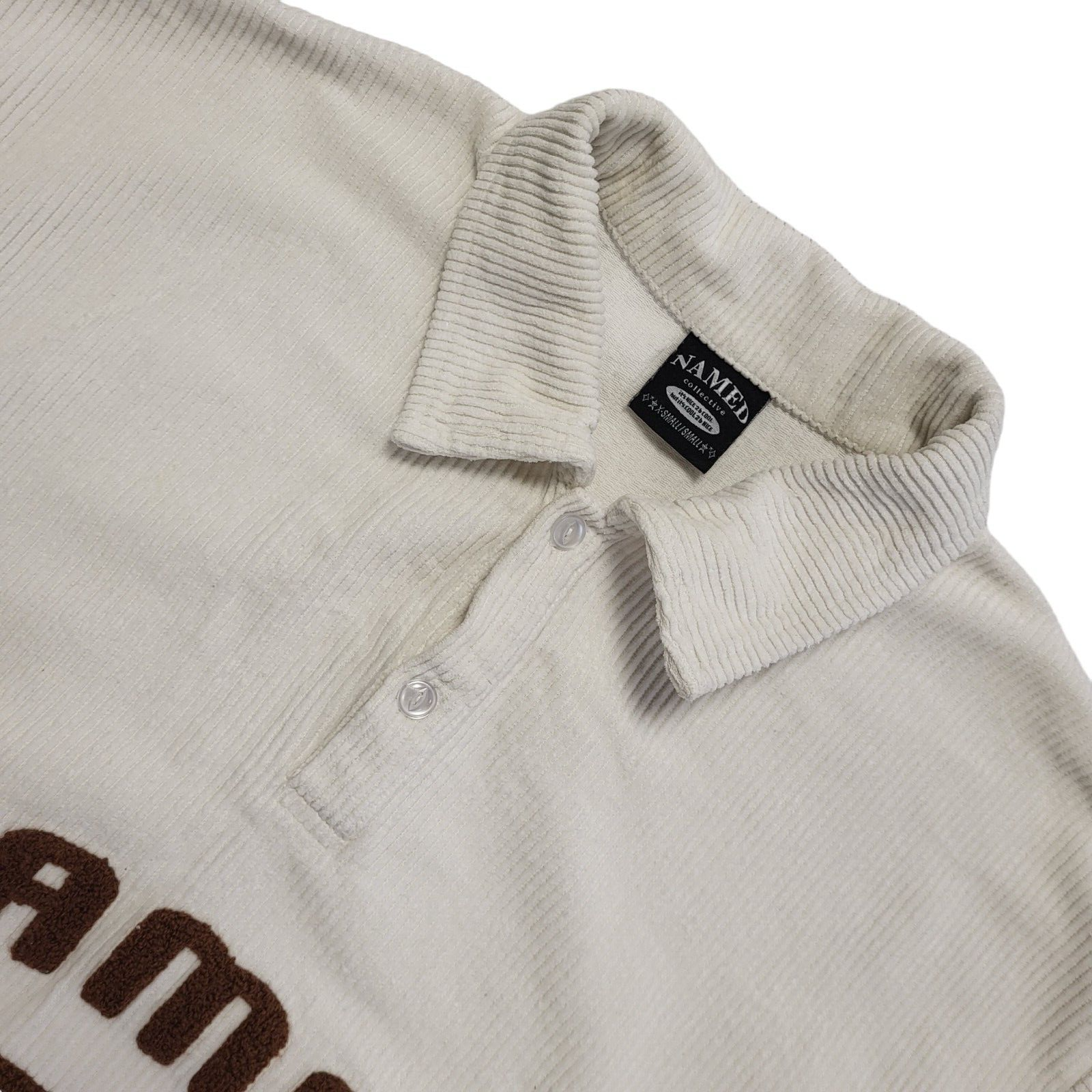 Named Vintage 80s White Collared Corduroy Jumper Uk Men's Size XS/S