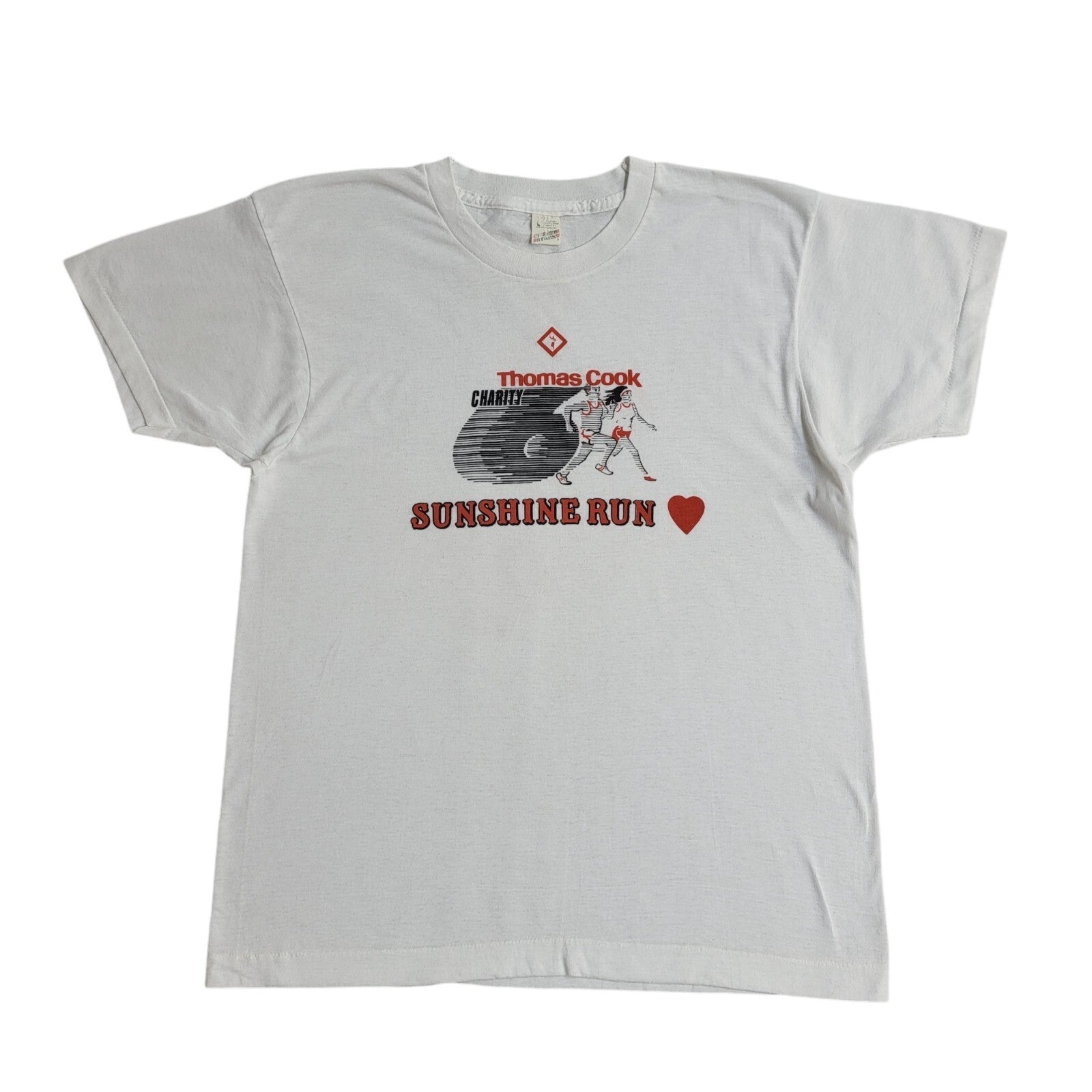 Screen Stars 90's White Sunshine Charity Run Single Stitch T-Shirt Men's L