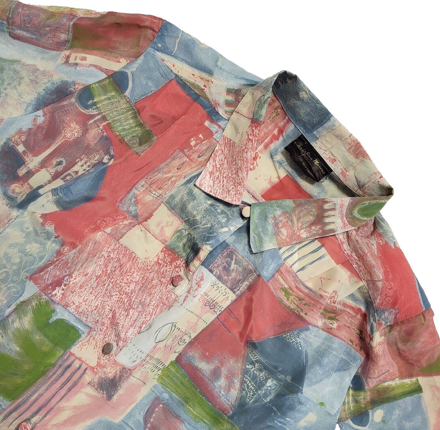 Christopher Marcus Vintage 90's Pink & Blue Retro Shirt Womens UK Size 14