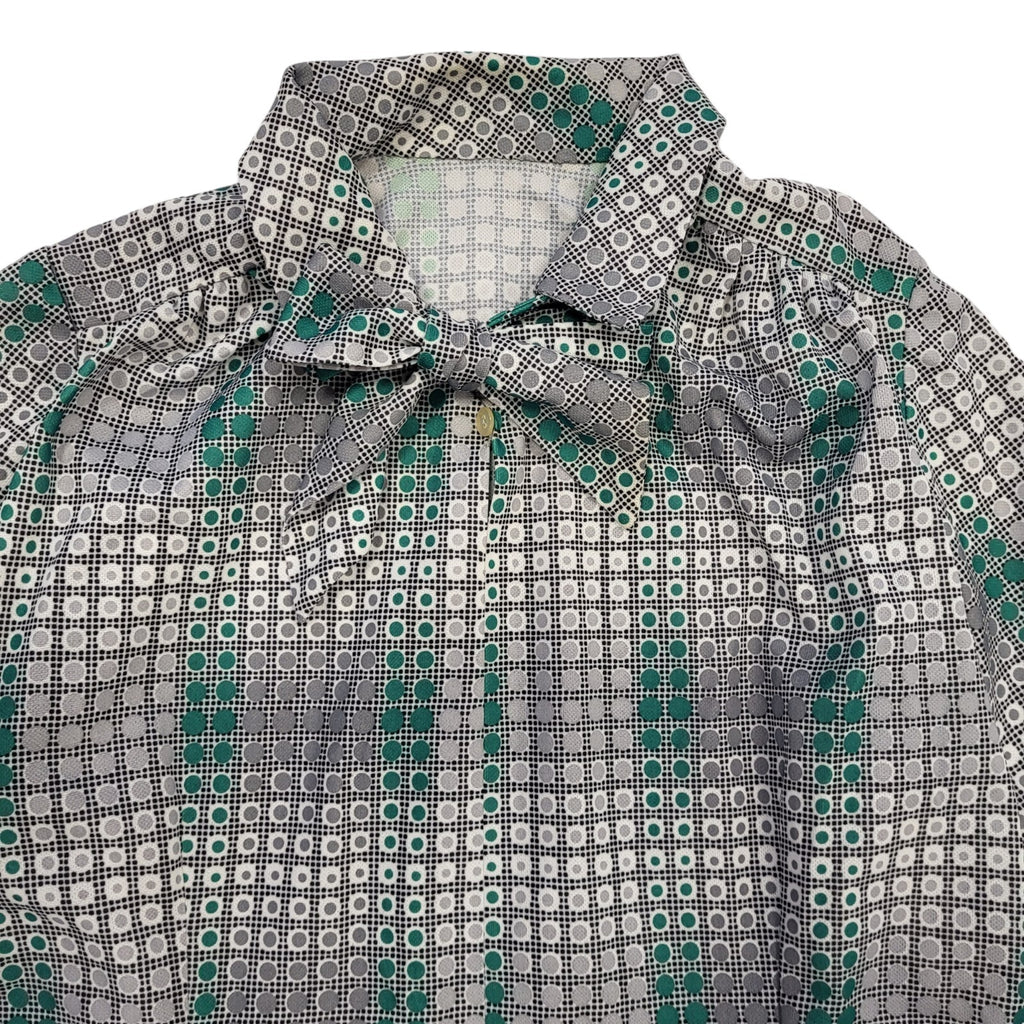 70s Vintage Grey Geometric Shift Dress Women's 14