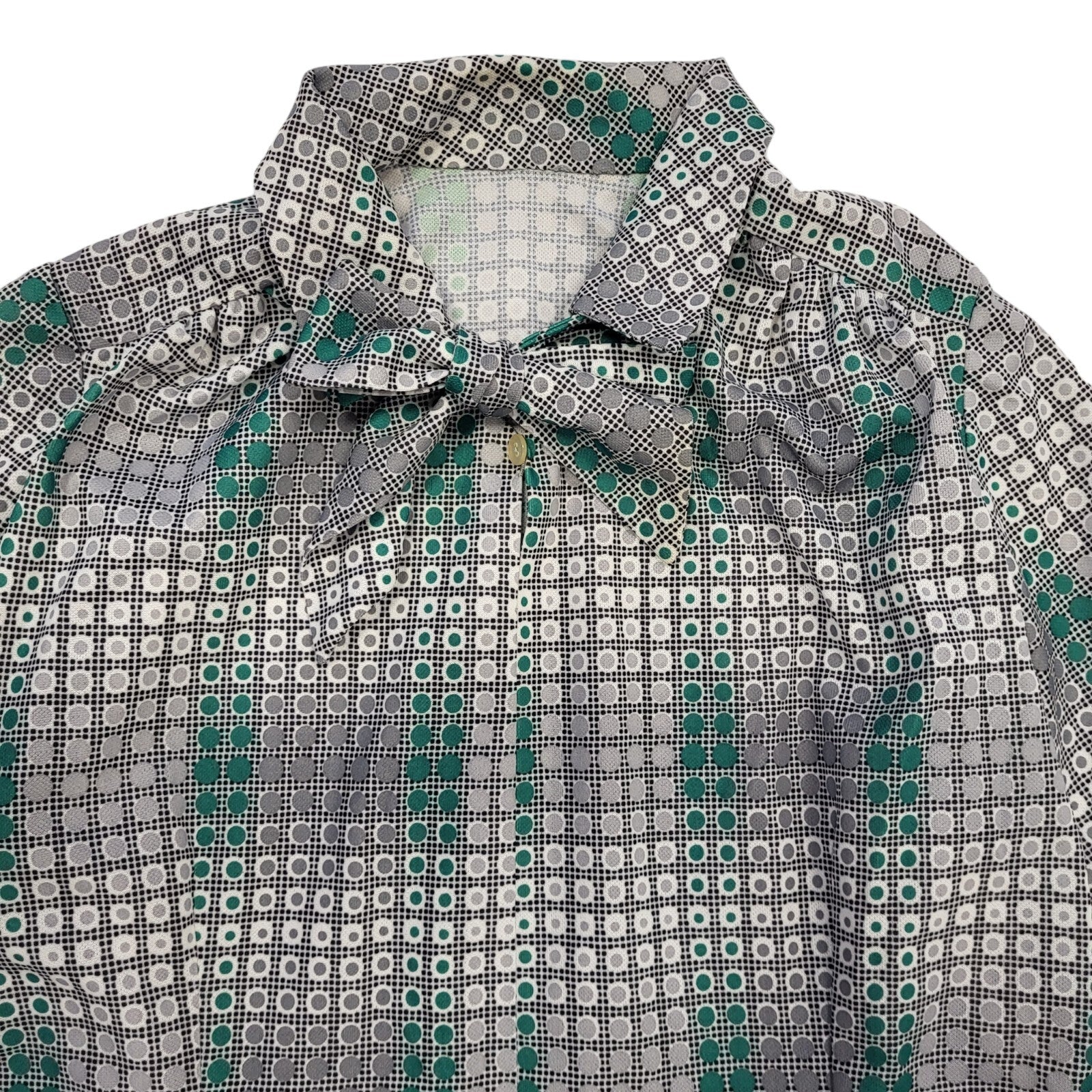 70s Vintage Grey Geometric Shift Dress Women's 14
