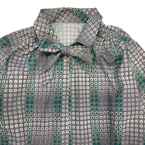 70s Vintage Grey Geometric Shift Dress Women's 14
