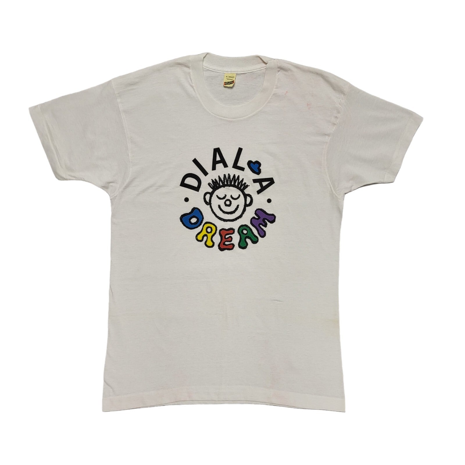 Screen Stars 90s Vintage White Dial a Dream Single Stitch T-Shirt Mens Size XL