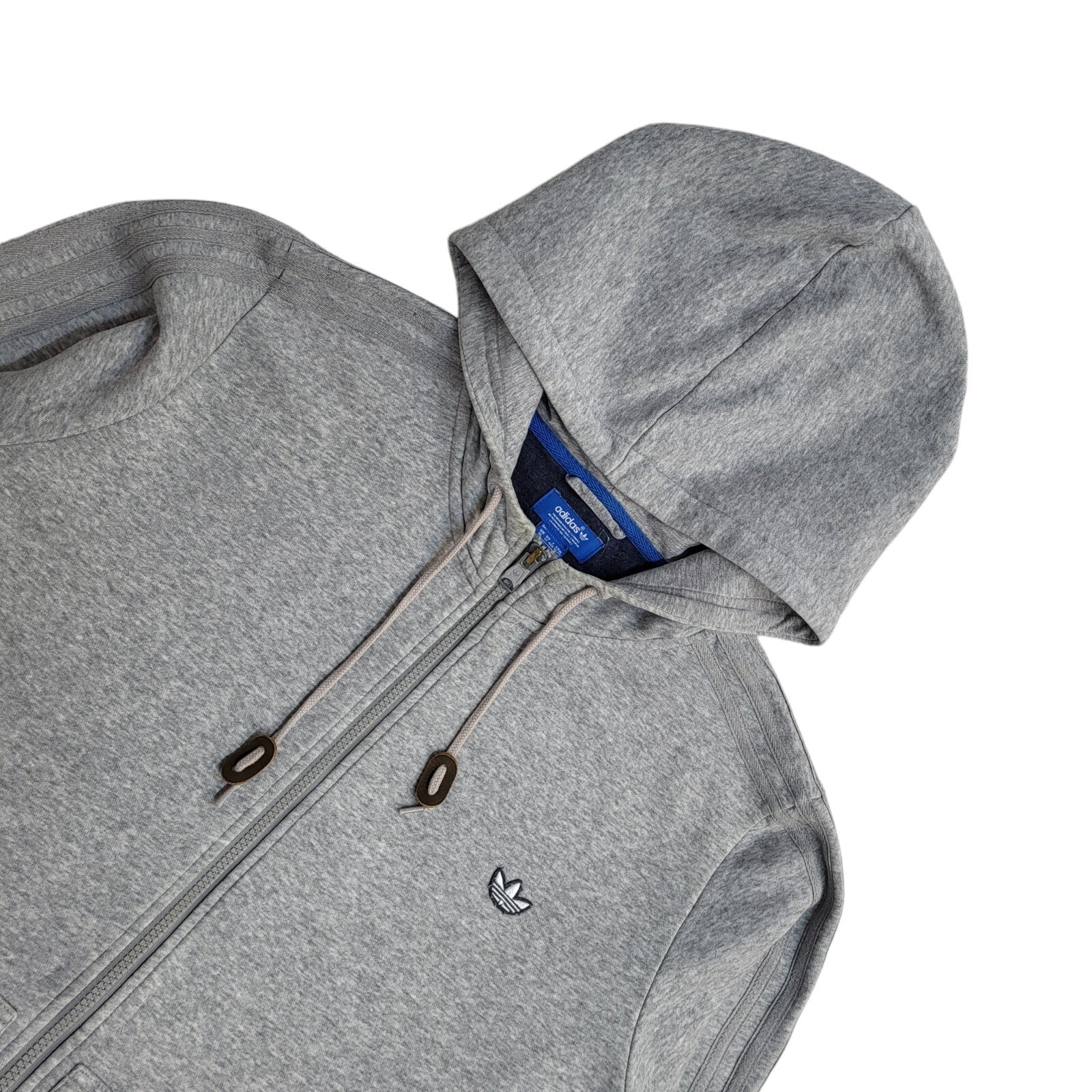 Adidas Grey Y2K Drawstring Full Zip Sports Hoodie UK Men's Size XL