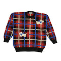 Novel Vintage 80's Black,Red & Blue Checked Jumper Womens UK Size 14