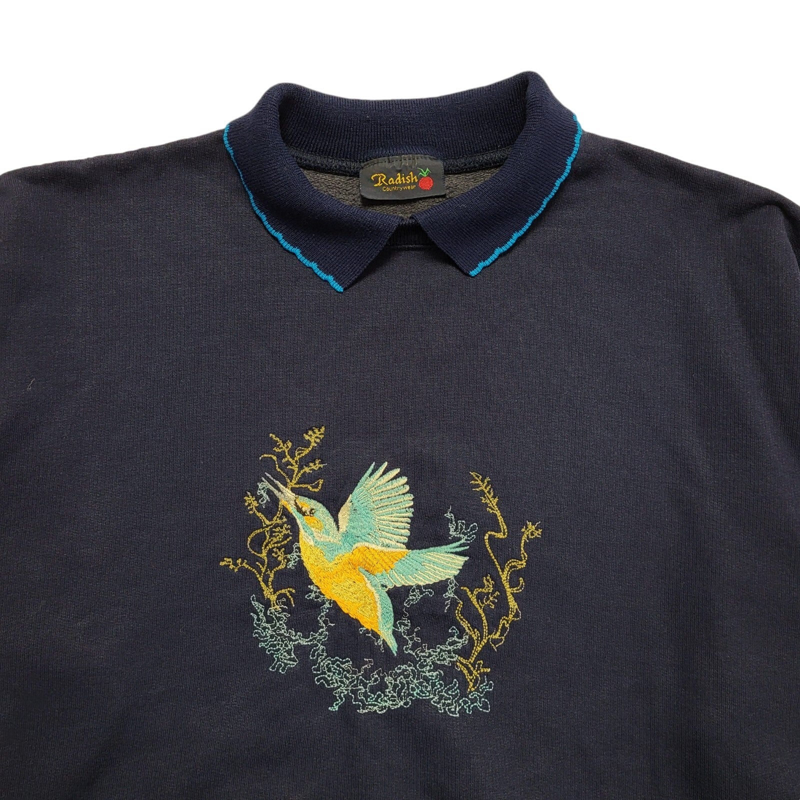 Radish 80s Vintage Navy Blue Cottage Core Sweatshirt Uk Women's Size XL