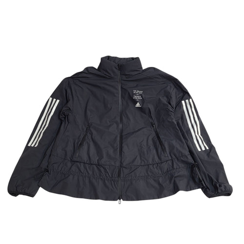 Adidas Windbreaker Jacket Black Y2k Hooded UK Women's Size M 10