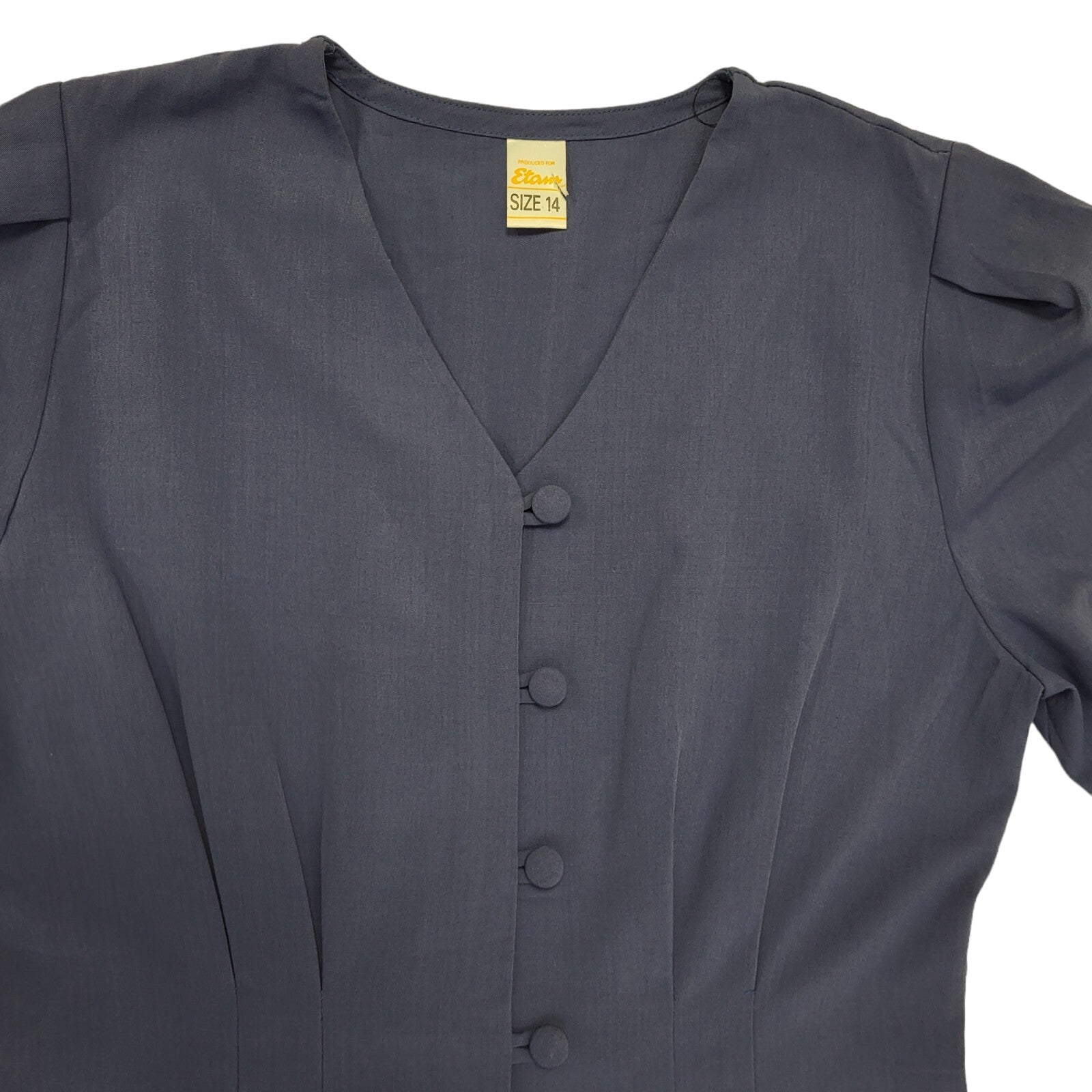 Etam 90s Vintage Blue Buttoned Shift Dress Women's Size 14