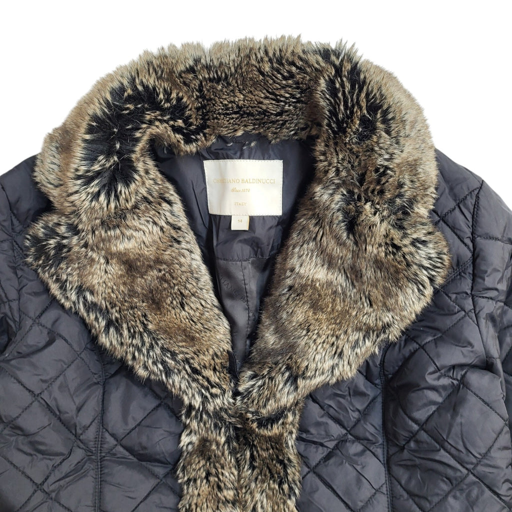 Christiano Baldinucci 90s Black Button Quilted Jacket UK Women's Size M