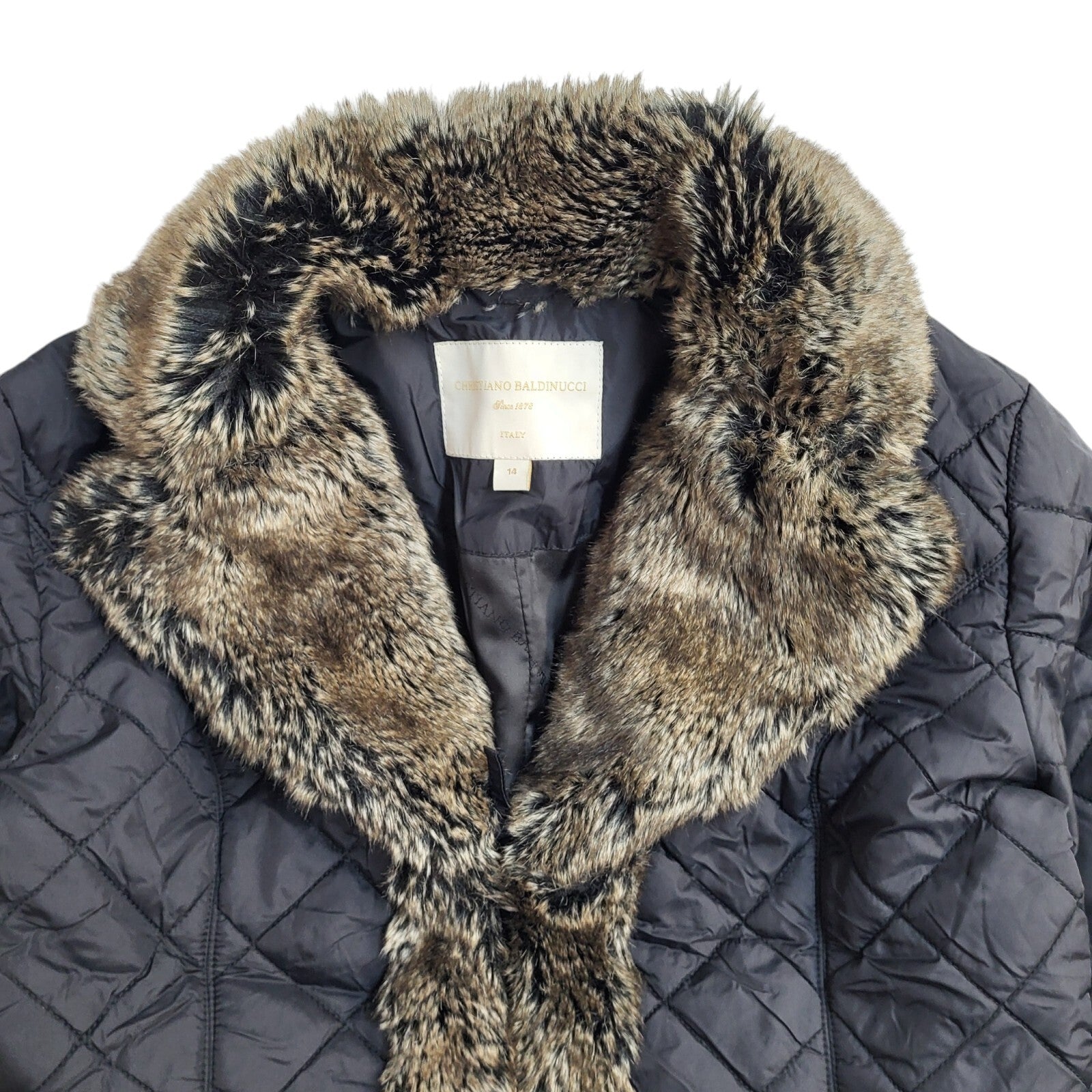 Christiano Baldinucci 90s Black Button Quilted Jacket UK Women's Size M