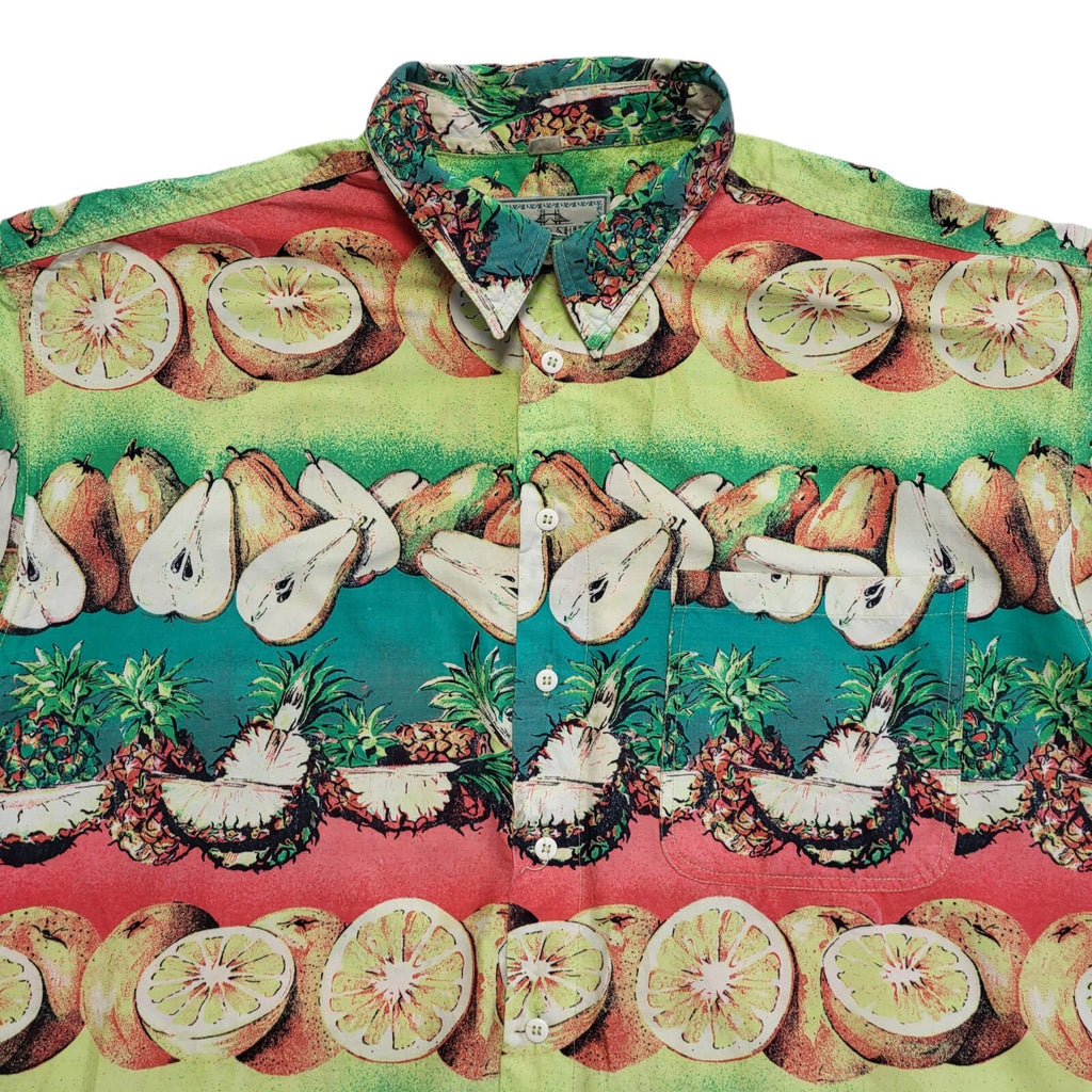 Tower Shirt 90s Green Pink Fruit Short Sleeve Retro Shirt Uk Men's Size L/XL