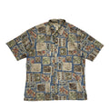 Tori Richard Vintage 90's Beige Blue Abstract Short Sleeve Shirt Men's UK XL
