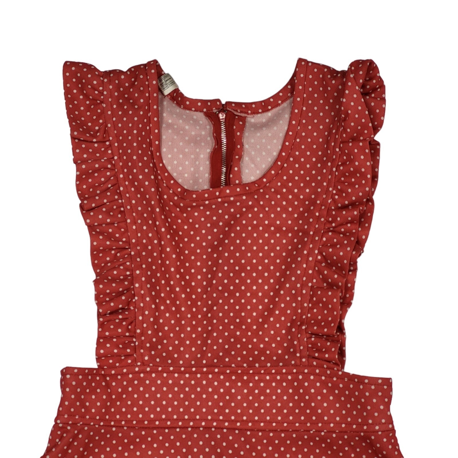 70s Vintage Red  Polka Dot Pinafore Maxi Dress Women's Size 10