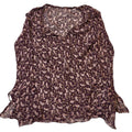 90s Vintage Maroon Paisley Sheer Tie Neck Long Sleeve Blouse Womens UK 12