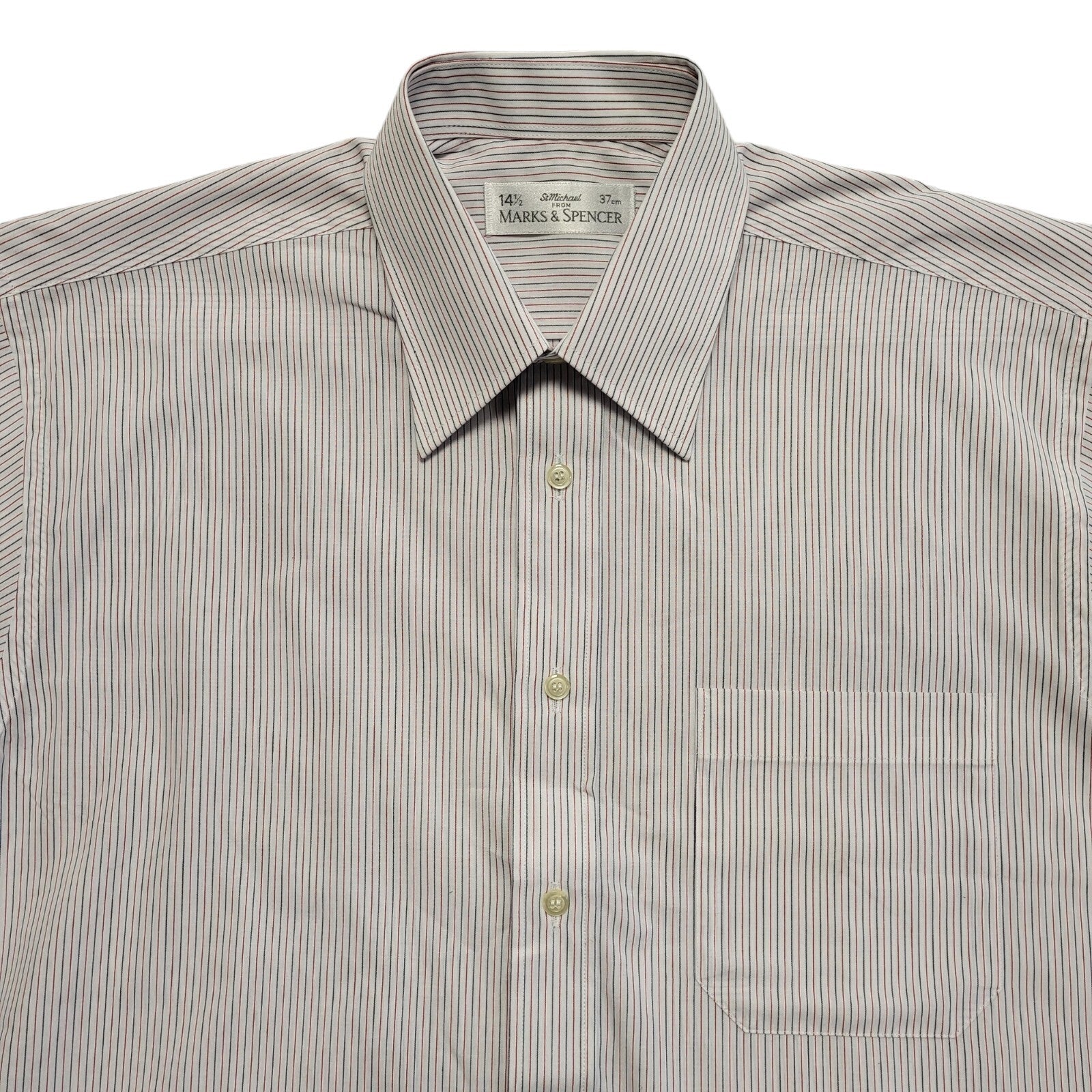 M&S Vintage 90's White,Red & Blue Striped Short Sleeve Shirt Men's UK Size XS