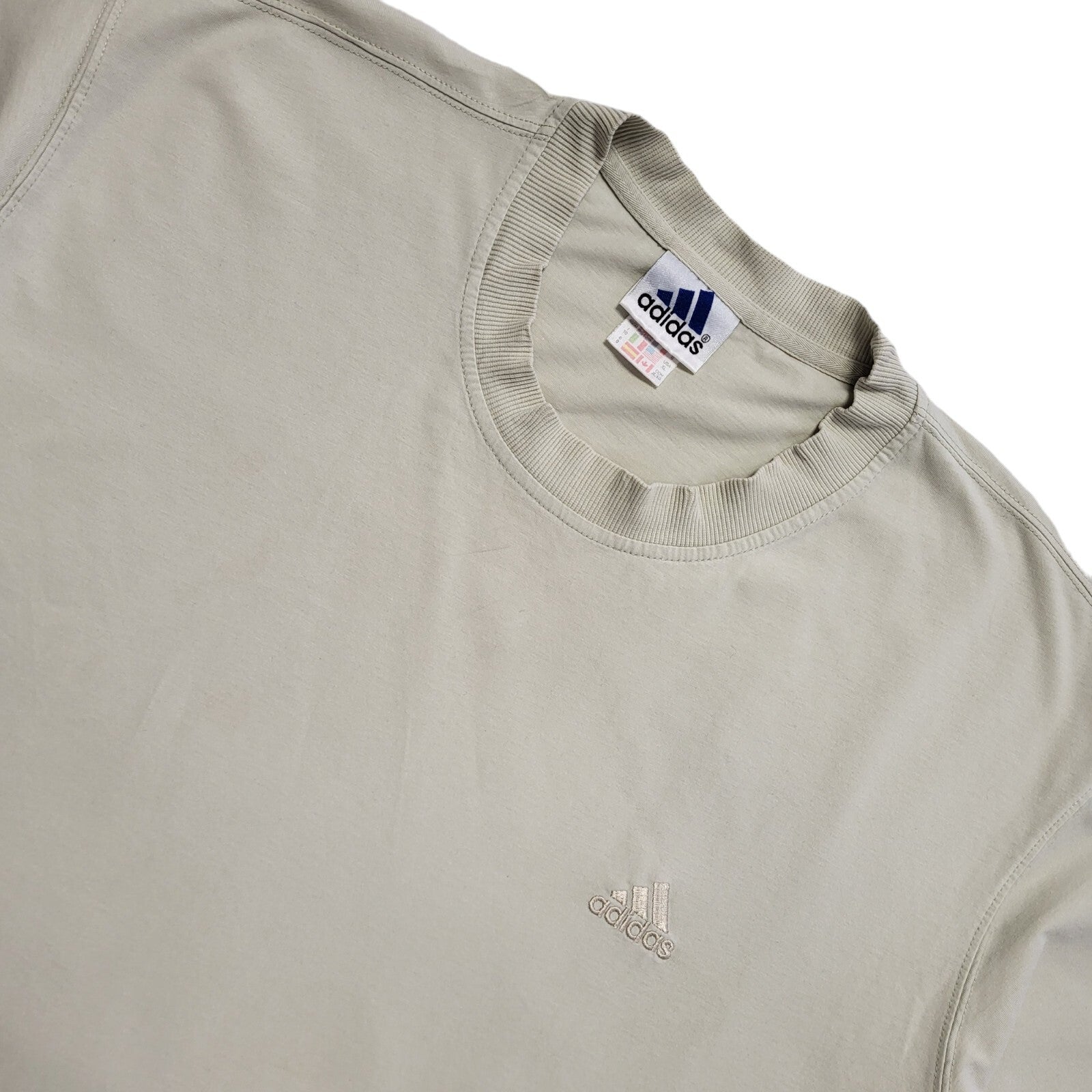 Adidas Vintage 80's Sports Beige Short Sleeve T-Shirt Mens UK Size XXL