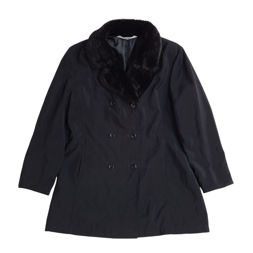 St Michael Vintage 90s Black Double Breasted Coat UK Women's Size 14