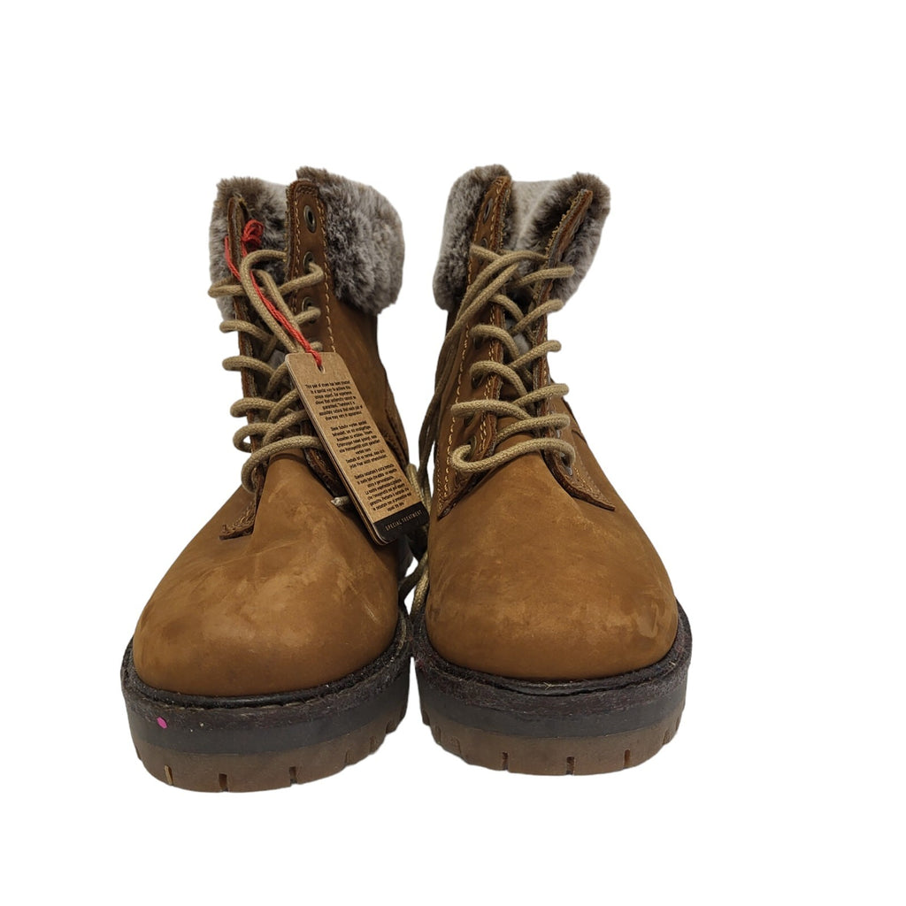 Wrangler Alaska Tan Brown Fur Trim Lace Up Boots Uk 3 eU 36 BNWOB