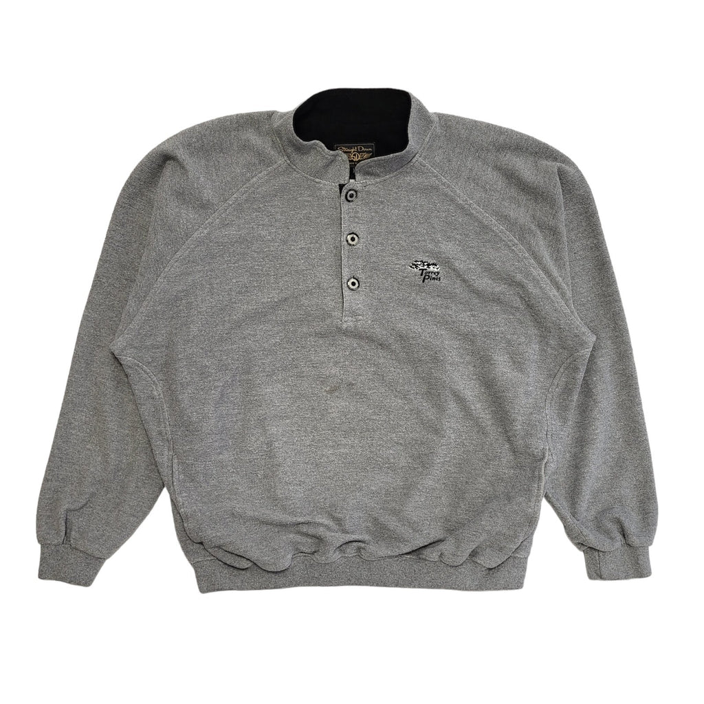 Straight Down Grey Vintage 80's 1/4 Button Sweatshirt Mens UK Size XXL