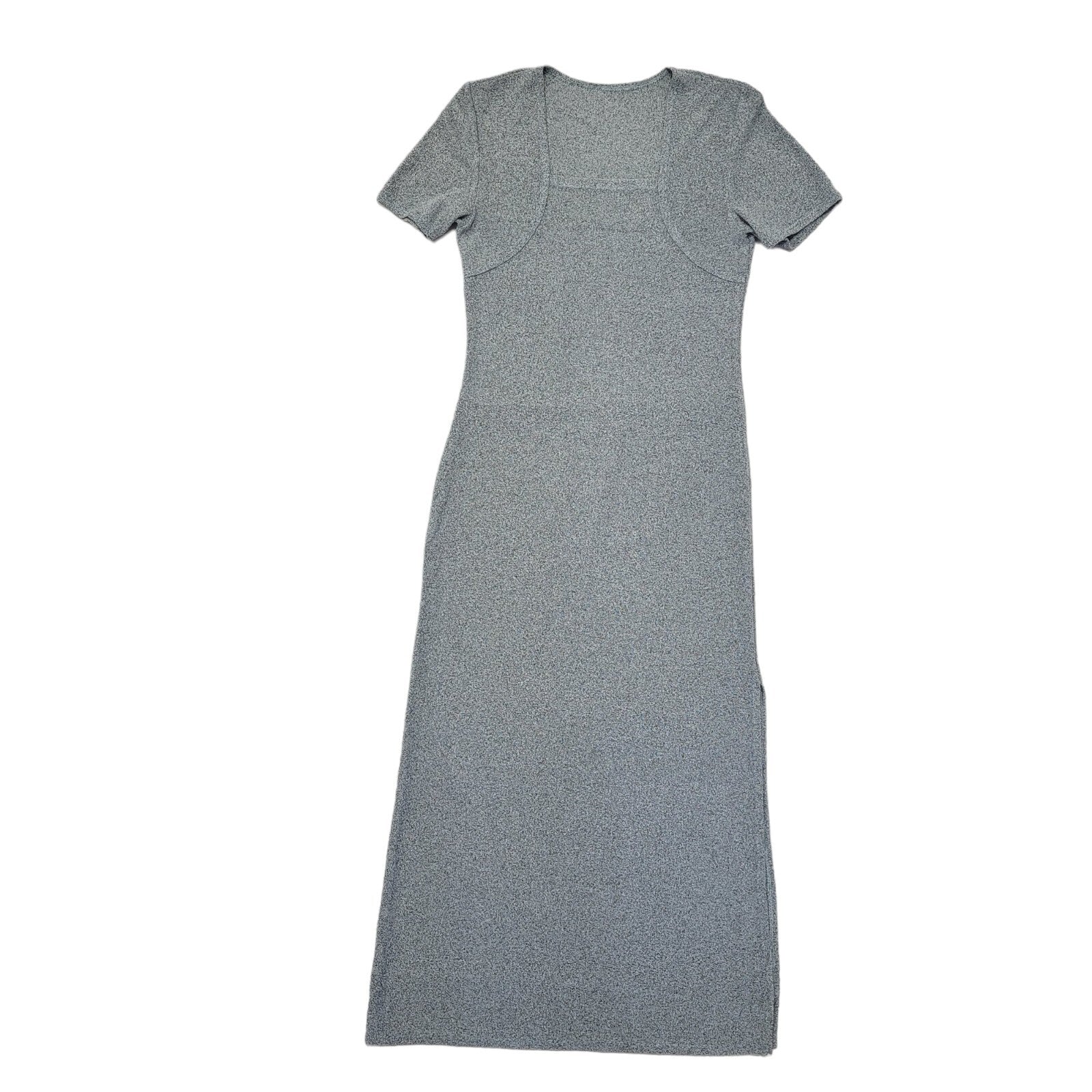 90s Vintage Grey Square Neck Midi Dress Women's Size 8