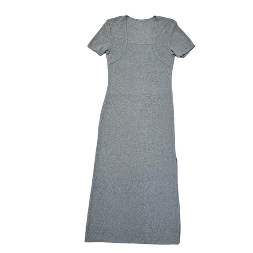 90s Vintage Grey Square Neck Midi Dress Women's Size 8