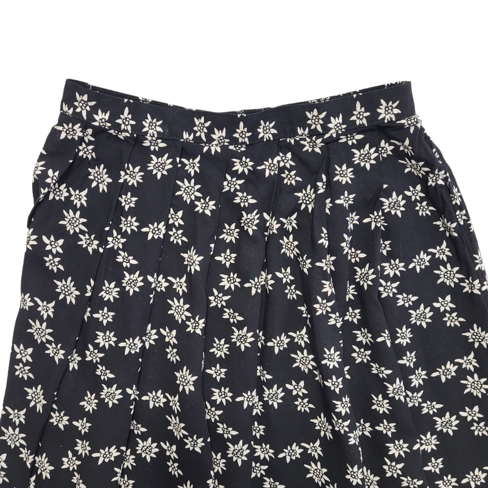 Marks and Spencer Vintage 90's Black Floral Pleated Midi Skirt Womens UK 14