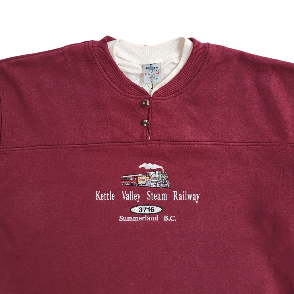 Canada Kettle Valley Steam Railway Burgundy 90s Sweatshirt BNWT UK Men's M