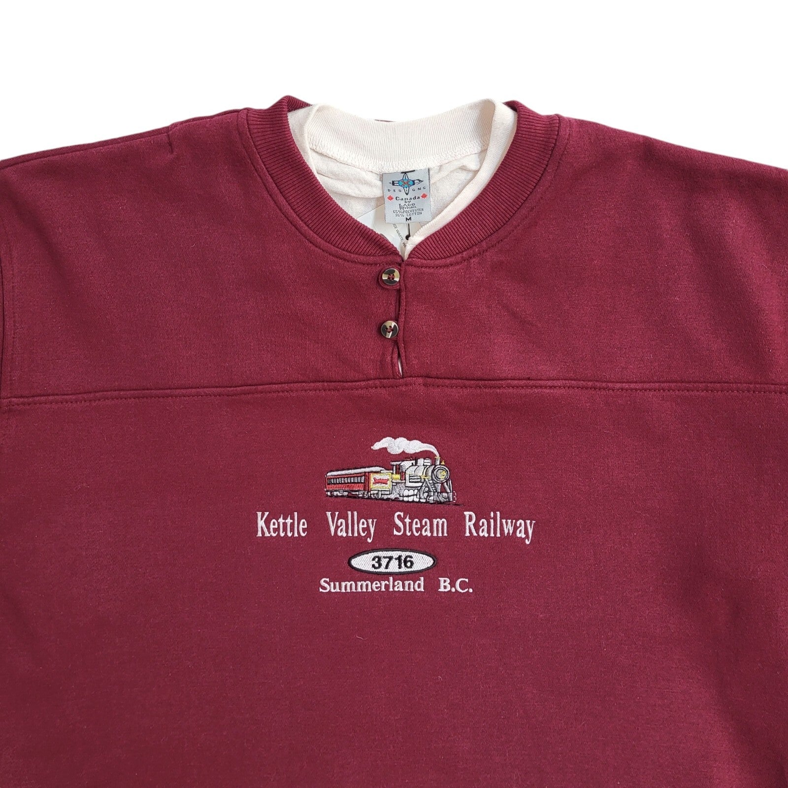 Canada Kettle Valley Steam Railway Burgundy 90s Sweatshirt BNWT UK Men's M