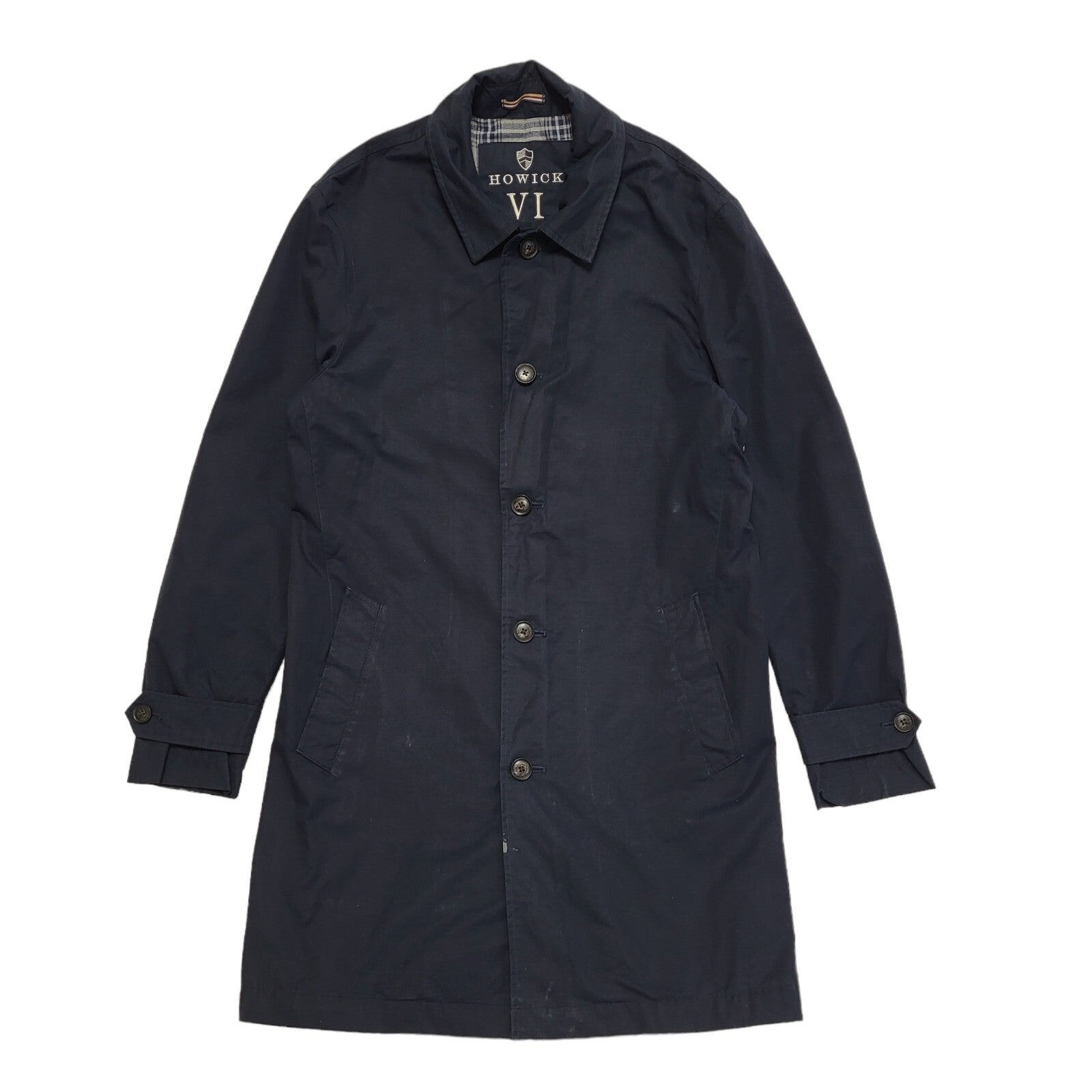 Howick VI Y2k Navy Blue Button Overcoat Uk Men's Size Medium