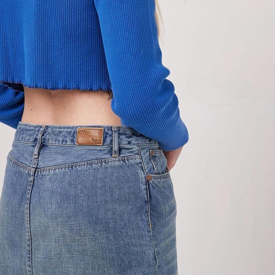 Pepe Jeans Vintage Y2K Blue A-Line Denim Skirt Womens UK 10 W28