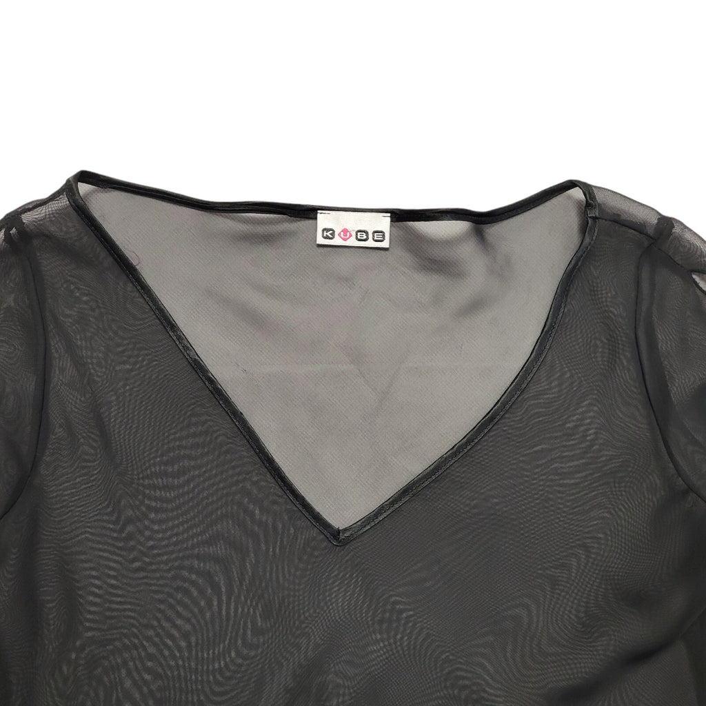 Kube Y2k Black 3/4 Sleeve Blouse Uk Women's size 12