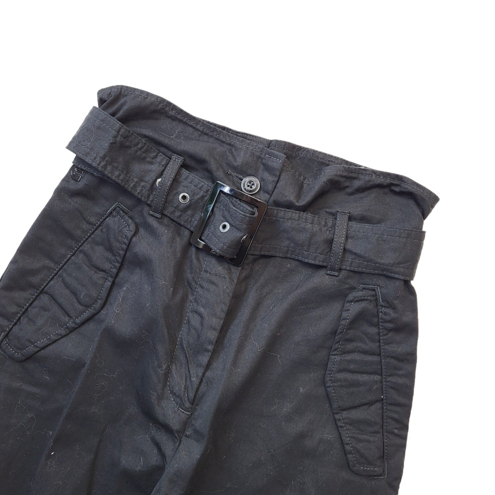 G-Star Raw Y2K Black Tapered Belted Trousers Womens UK6 W24 L24