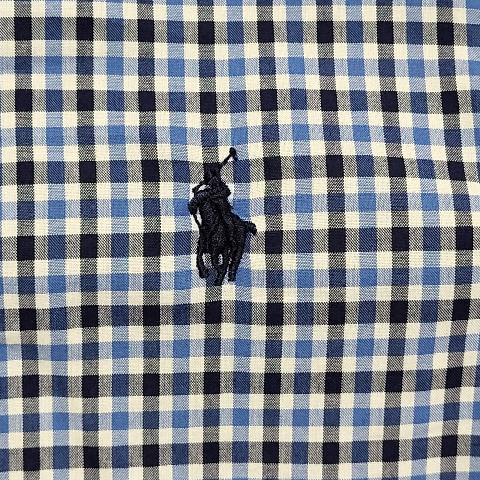 Ralph Lauren Y2K Blue Check Long Sleeve Vintage Boys Size M Age 10-12