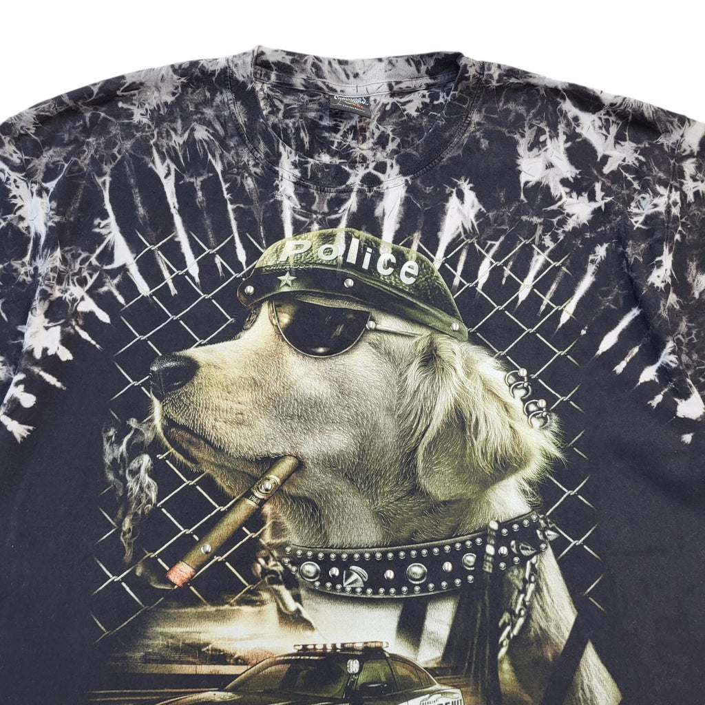 Survivers 90s Vintage Police Dog Black Crew Neck T-Shirt Men's XXL