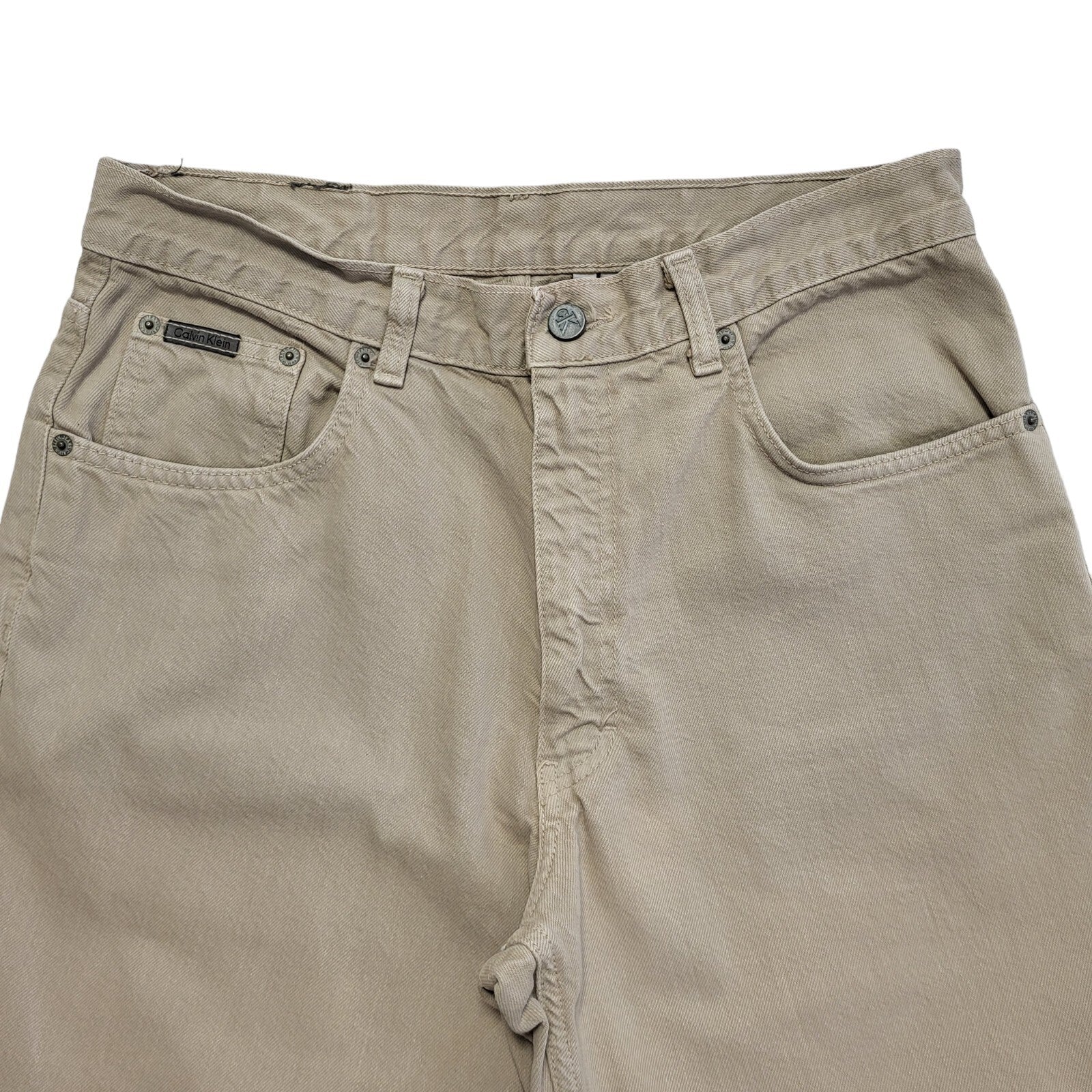 Calvin Klein Vintage 90's Beige Straight Denim Jeans Uk Men's Size M W32 L32