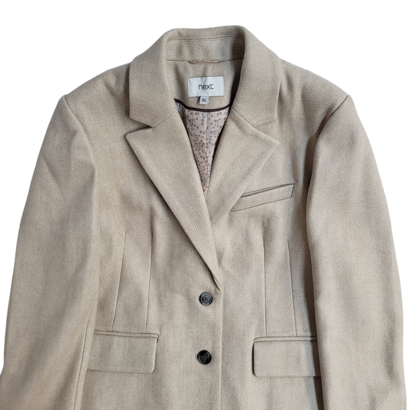 Next Vintage 90's Beige Collared Button Front Coat Women's UK 16
