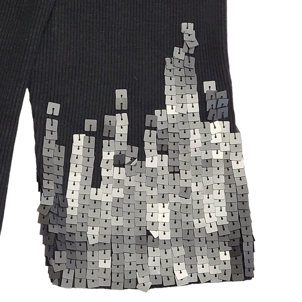 Coldwater Creek 90s Black Long Sleeve Sequin Top Uk Women's Size M BNWT