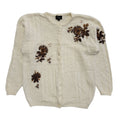 Jenny 80s Vintage Cream & Brown Button Cardigan Uk Women's Size Large