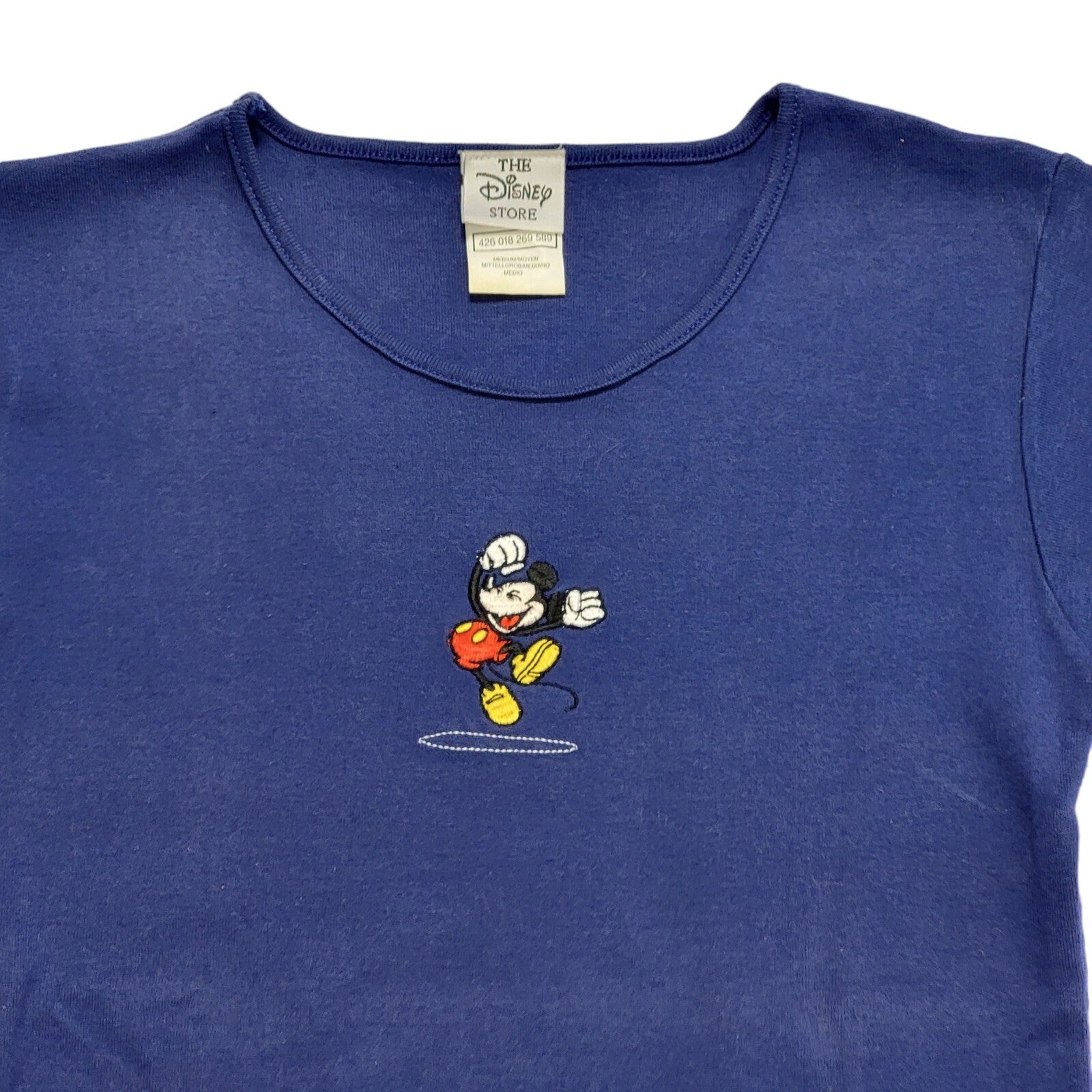 Disney Store 90s Vintage Blue Mickey Mouse Tee Women's UK Size XS