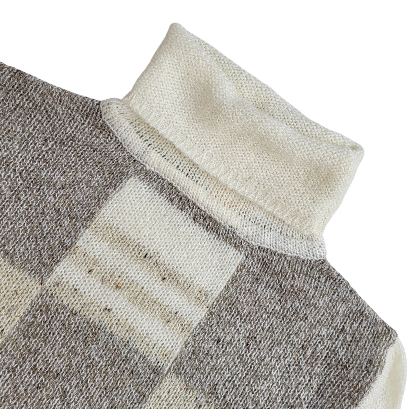Additions Vintage 90's Cream & Grey Roll Neck Jumper UK Women's Size 10/12