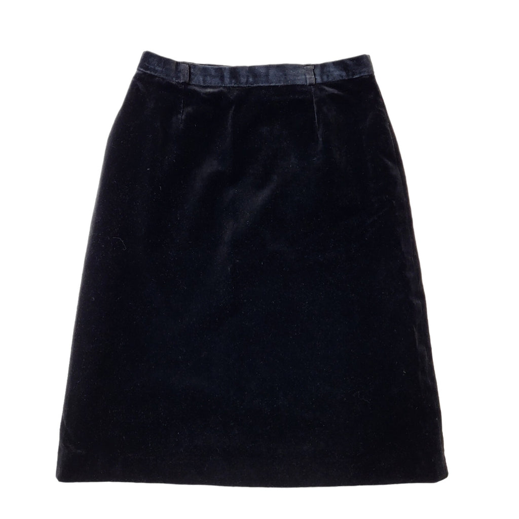 Canda C&A 90s Vintage Black Zipped Velvet Skirt Women's Size 16 W34