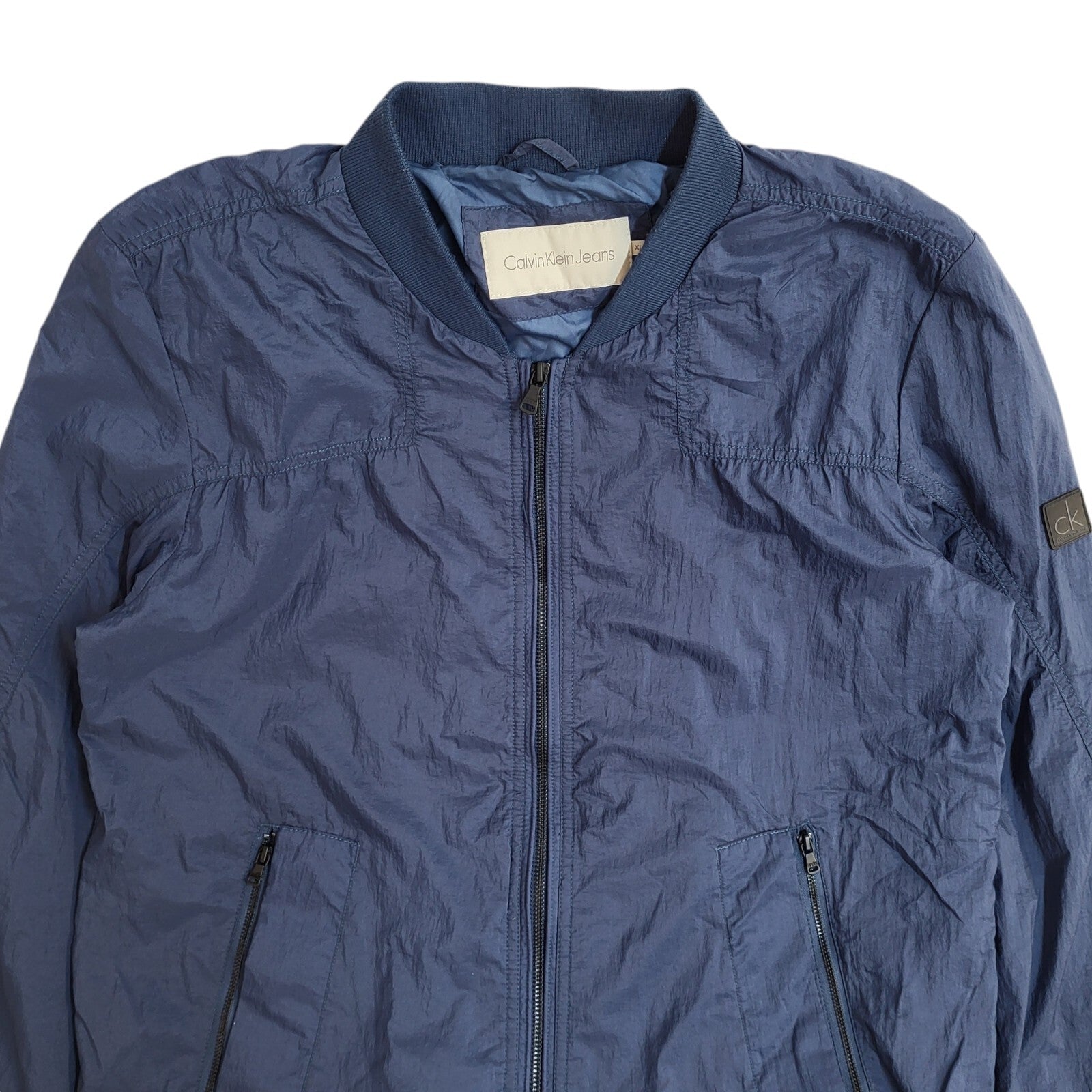 Calvin Klein Vintage Y2k Navy Blue Bomber Jacket Uk Men's Size XL