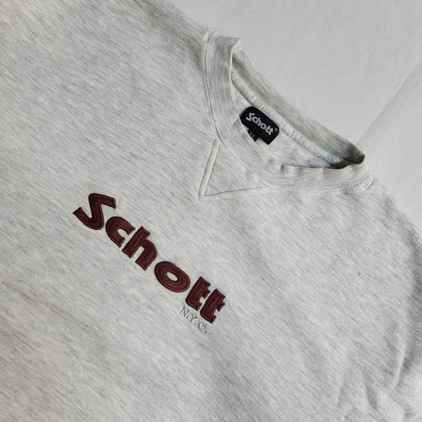 Schott Vintage Y2K Grey Sweatshirt Uk Men's Size XL