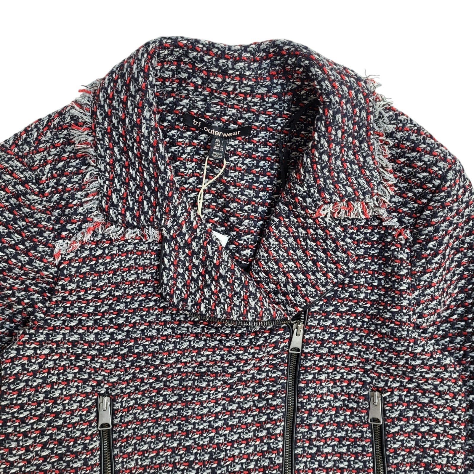 Zara Red & Blue Modern Full Zip Collared Jacket BNWT UK Women's Size L