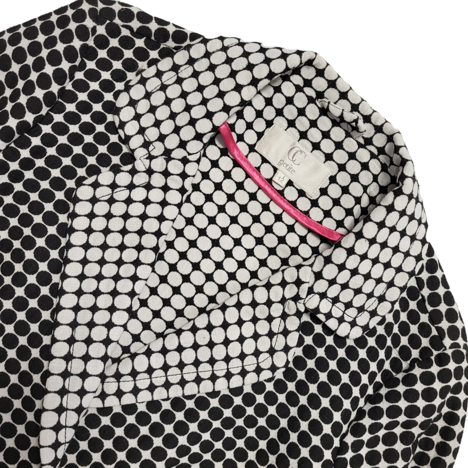 CC Petite 90s Vintage Black White Button Cotton Blend Jacket Uk Women's Size 12