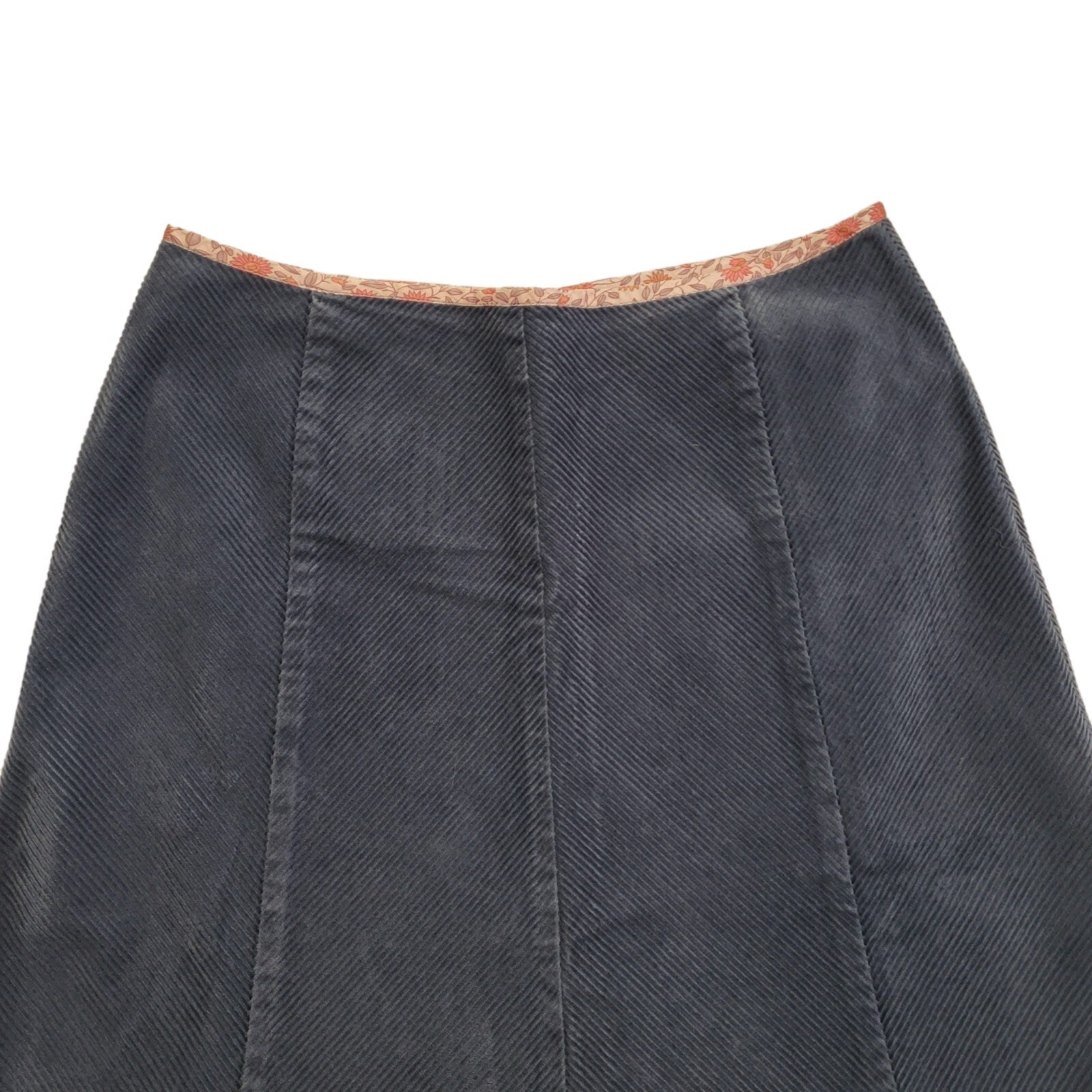 East Vintage 90's Blue Corduroy A-Line Midi Skirt Womens UK 10 W28