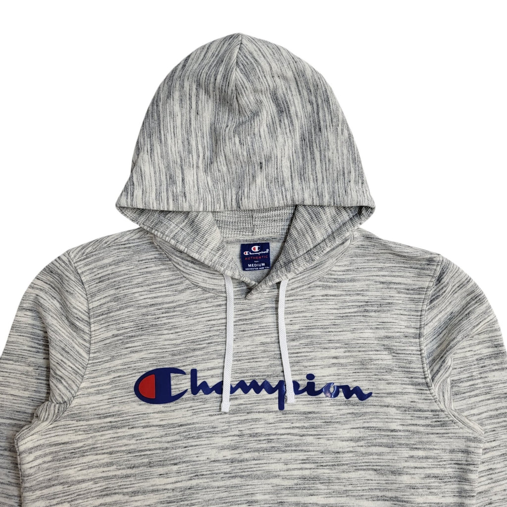 Champion Grey Y2K Drawstring Sweatshirt Hoodie UK Men's Size M