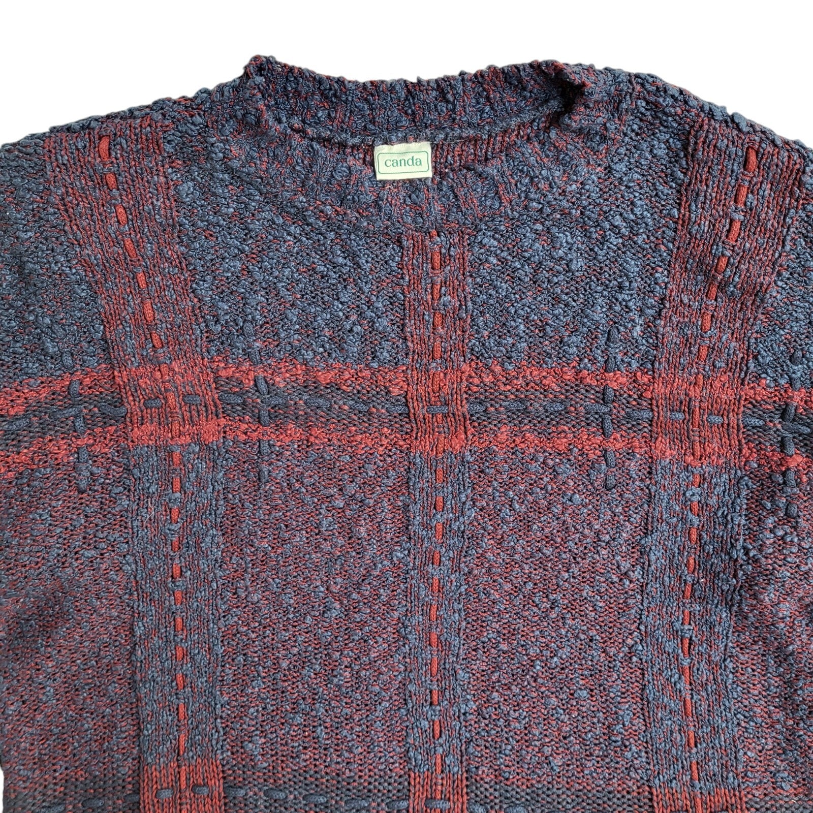 C&A Vintage 90's Blue & Red Round Neck Jumper UK Women's Size XL