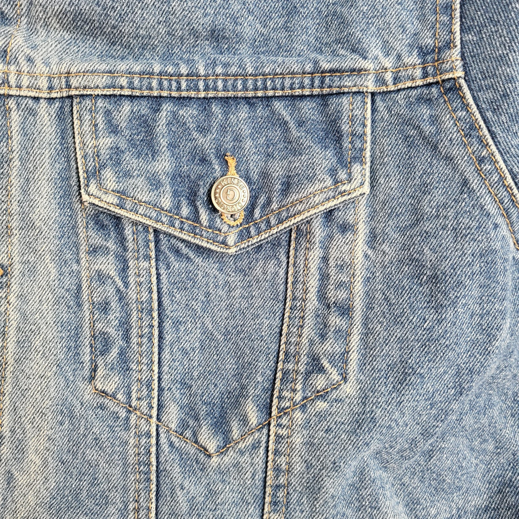 Gio Gio 80s Vintage Mid Blue Button Denim Jacket Uk Men's Size Large
