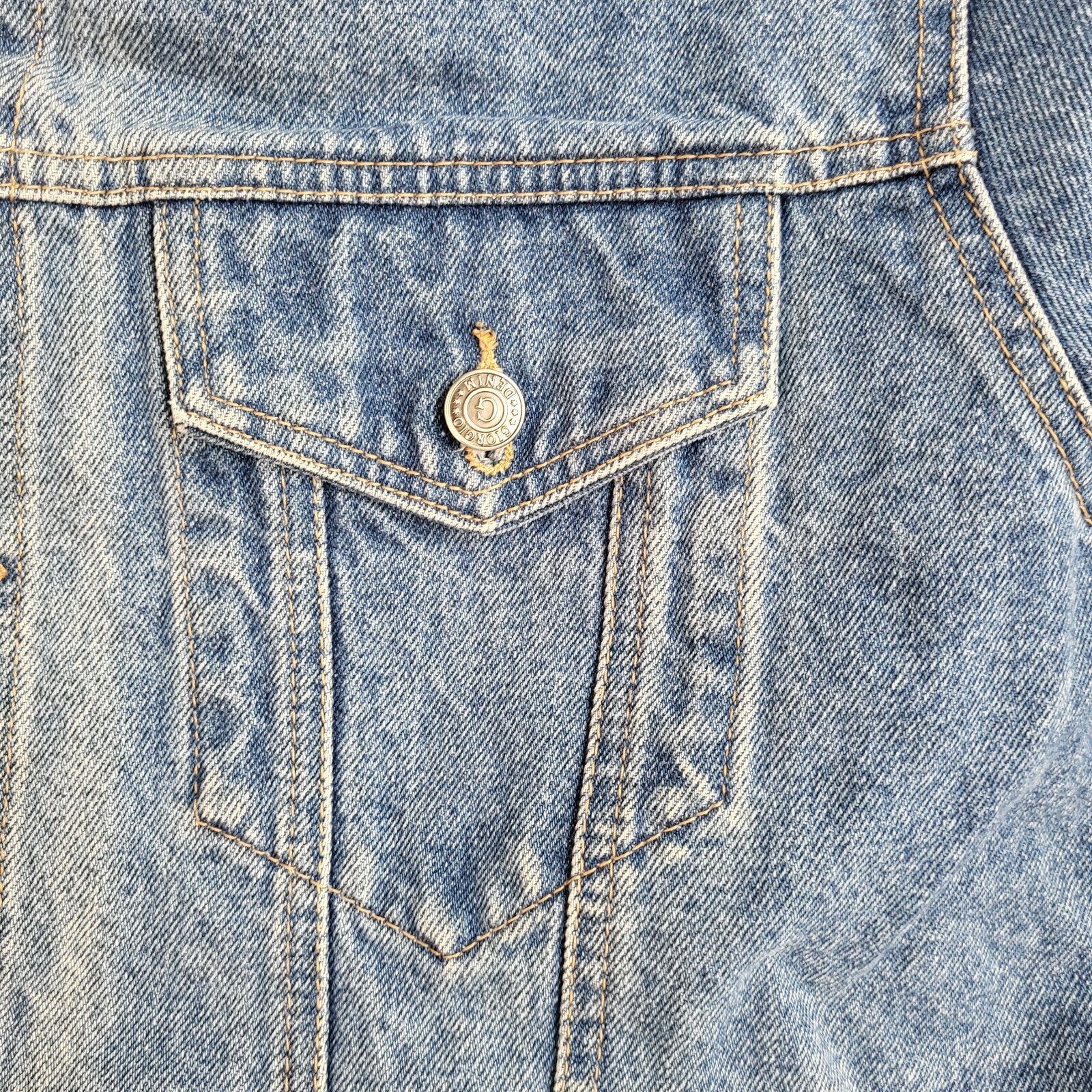 Gio Gio 80s Vintage Mid Blue Button Denim Jacket Uk Men's Size Large